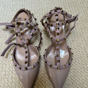 Valentino Women's Studded Taupe Heels